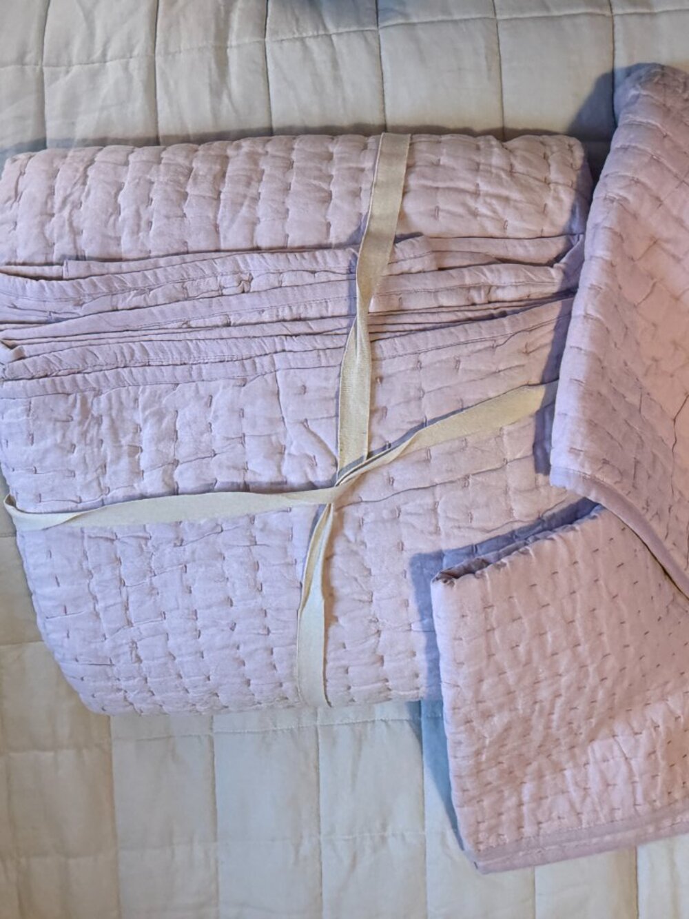Quince European Linen Cotton Stitch Quilt Set – Full/Queen